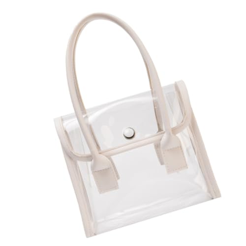 Garneck Transparente Jelly Bag Damen Handtasche Einfaches Design PVC Tote Bag für Shopping Arbeiten Party Alltag Weiß von Garneck