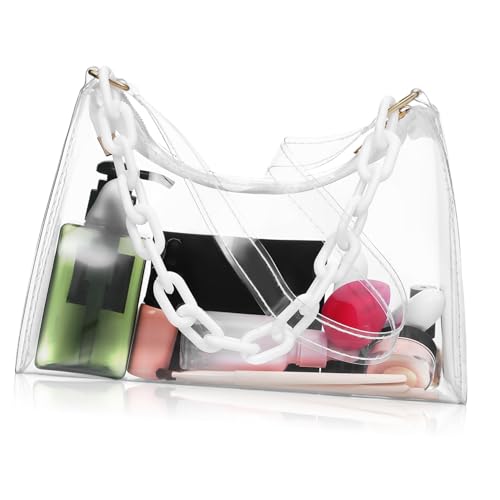 Garneck Transparente Kleine Schultertasche Damen Unterarmtasche Klarer Schulterbeutel Kompakt Leicht Vielseitig für Freizeit und Alltag von Garneck