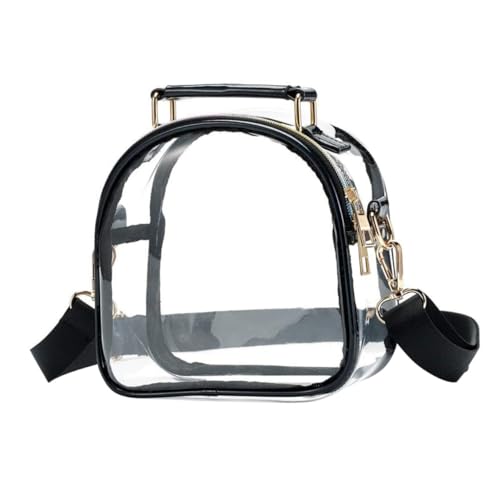 Garneck Transparente Umhängetasche Damen Tpu Schwarz Stadionzugelassen Einzelschulter Crossbody Bag Handlich Modisch für Alltag Shopping Party und Sportveranstaltungen von Garneck
