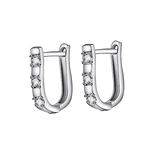 Garneck U Förmige Zirkonia Ohrhänger Damen Modeschmuck Langlebig Modisch für Hochzeit Party an Freundinnen Silberfarben Stylische Dangle Earrings von Garneck
