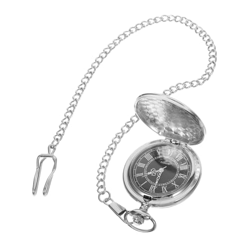 Garneck Vintage-taschenuhr Mit Kette Retro-Uhr Aus Legierung Mechanische Taschenuhr Für Herren Westentaschenuhr Mit Römischen Ziffern Hängende Mit Klapphülle Uhrenanhänger Für von Garneck
