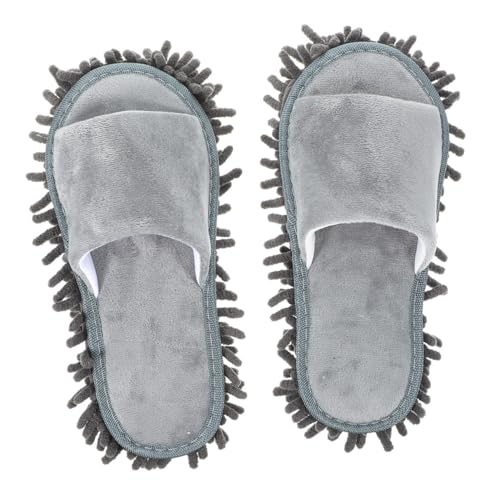 Garneck Unisex Chenille Mop Slippers mit Zehenöffnung Rutschfest Langlebig Atmungsaktiv Hausschuhe für Fliesen Vinylböden Praktische Reinigungsschuh von Garneck
