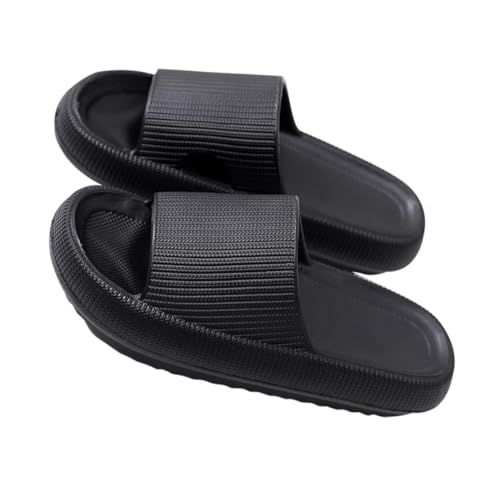 Garneck Unisex Massage Badeslipper Schwarz Atmungsaktive Freizeit Hausschuhe mit Dicker Sohle Bequeme Langlebige Wellness Pantoletten für Zuhause und Bad von Garneck