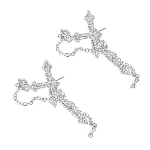 Garneck Unisex Ohrstecker Kreuz mit Funkelnden Strasssteinen Vintage Ohrschmuck Hautfreundlicher Legierung Leicht und Langlebig Teiliges für Damen und Herren von Garneck