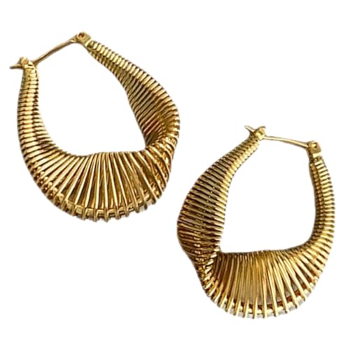 Garneck Unregelmäßige Leichte Ohrringe für Damen Vergoldete Creolen mit Einzigartigem Spiraldraht Design Komfortabel und Sicher für Ganztägiges Tragen von Garneck