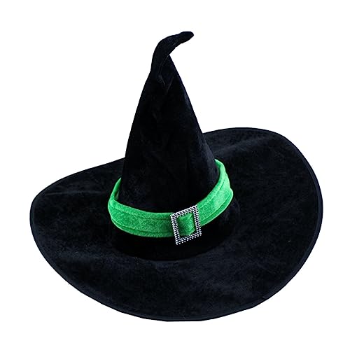 Garneck Velour Hexenhut Halloween Kostüm Party Zubehör Schwarz Grün für Damen Karneval Fasching Festliche Verkleidung Zufällige Farbe Zufällige Farbe von Garneck