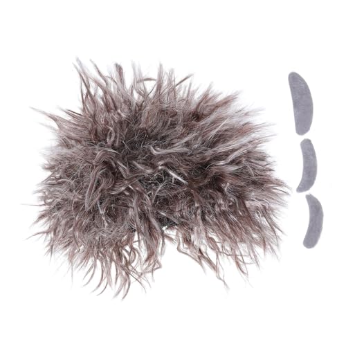 Garneck Verrückter Wissenschaftler Kostüm Set mit Realistischen Braunen Zöpfen Kleinkinder und Erwachsene Perücke Inklusive Falschem Schnurrbart und Augenbrauen Atmungsaktiv und Bequem für von Garneck