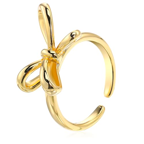 Garneck Verstellbarer Damen Ring mit Schleifen Design Einfaches Offenes Design für Eleganter Schmuck für Frauen für Anlässe Wie Jubiläen und Valentinstag von Garneck