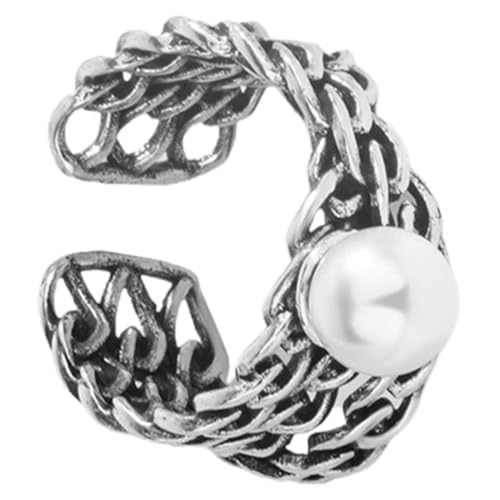 Garneck Verstellbarer Damenring mit Perlen Design Kupfernes Material Leicht und Hautfreundlich Modischer Statement Ring für Teenager Mädchen Eleganter Schmuck für Alltag und Besondere von Garneck