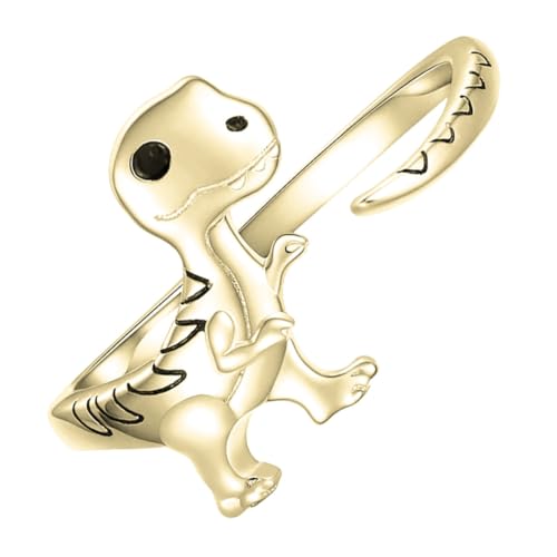 Garneck Verstellbarer Dinosaurier Ring Damen Kreativer Modeschmuck Offener Fingeraccessoire Goldfarbener Schmuck Für Geburtstag Party Alltag von Garneck