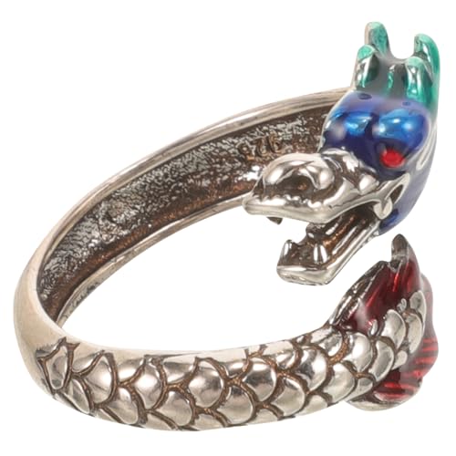 Garneck Verstellbarer Drachenring Emaillearbeit Offener Schmuck für Damen und Herren Vielseitig Einsetzbar für von Garneck