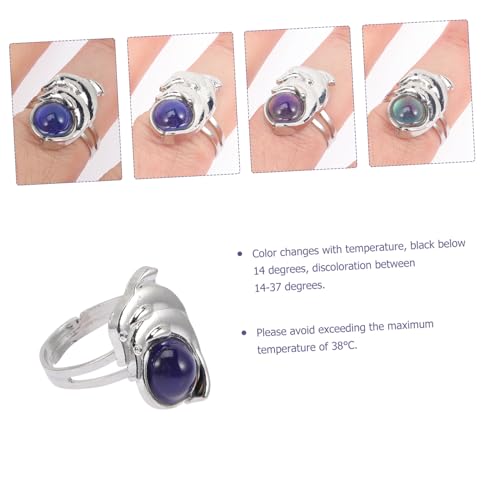Garneck Verstellbarer Farbwechsel Stimmungsring mit Niedlichem Doppel delfin Design Temperaturreaktiver Schmuck für Damen und Herren Modisches Party accessoire zur Temperatursensitiven Garneck Verstellbarer Farbwechsel Stimmungsring mit Niedlichem Doppel delfin Design Temperaturreaktiver Schmuck für Damen und Herren Modisches Party accessoire zur Temperatursensitiven von Garneck
