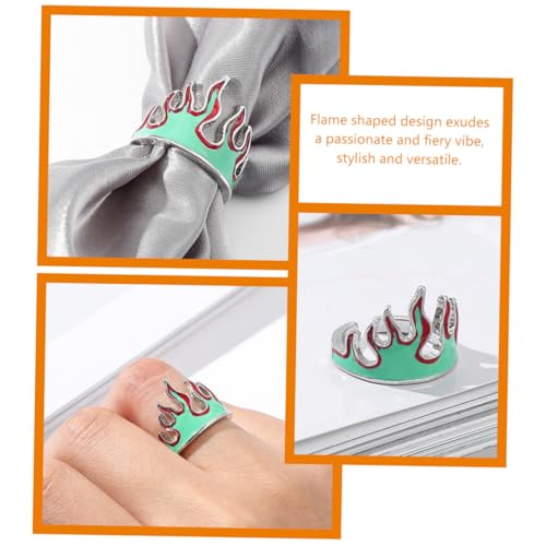 Garneck Verstellbarer Flammenring Damen Herren Modisch Kreativer Metallring Offenes Design Leichter Schmuck für Alltag und Party von Garneck