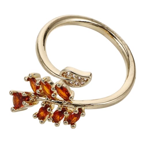 Garneck Verstellbarer Geometrischer Ring mit Blattdesign Einfacher und Eleganter Schmuck für Damen für Leicht und Komfortabel mit Feiner Handwerkskunst und Brillanter Zirkonia Verzierung von Garneck