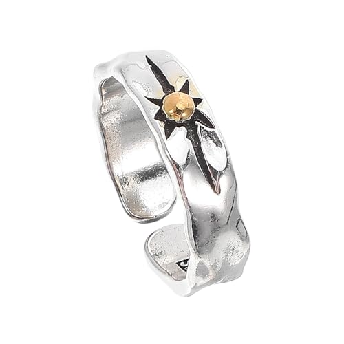 Garneck Verstellbarer Offener Ring Unisex Strahlen Design Schmuckring für Damen und Herren Flexibel Einstellbar Stilvoll für Freizeit und Festliche Anlässe von Garneck