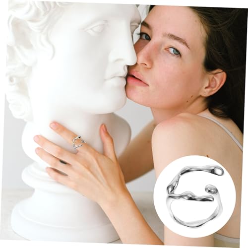 Garneck Verstellbarer Offener Silberfarbener Ring mit Bambusstruktur Hochglanzpoliert Einstellbar für Zeigefinger Damen und Herren Modeschmuck Komfortabler Moderner Schmuck für Alltag und von Garneck