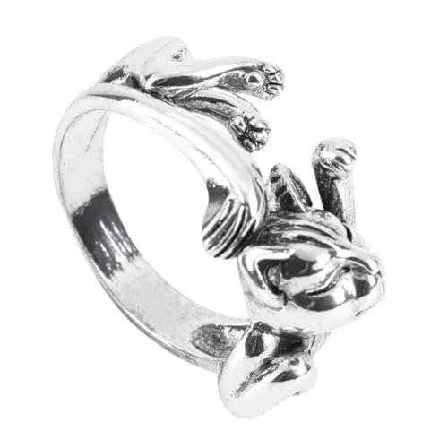 Garneck Verstellbarer Offener Silberring mit Retro Katzen Totem Modischer Unisex Fingerring für Katzenliebhaber Feiner Schmuck mit Kreativem Design für Freundinnen von Garneck
