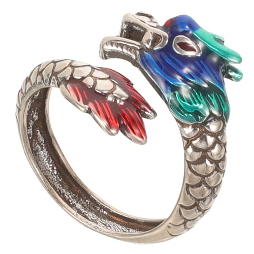 Garneck Verstellbarer Vintage Drachen Ring Damen Offener Schmuck Kreativer Sternzeichen Fingerring Alltag und Fest von Garneck