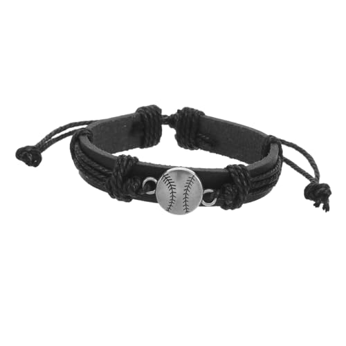 Garneck Verstellbares Baseball Armband aus schwarzem Material Handgefertigt Sportliches Schmuckstück für Fans Partygeschenk und Vielseitiges Accessoire für Alltag und Sport von Garneck
