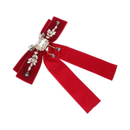 Garneck Victorian Samt Schleifenbrosche mit Schmucksteinen Retro Ribbon Brooch für Damen Schwarze Edle Anstecknadel für Blusen Mäntel Jk Uniformen und Festliche Anlässe von Garneck