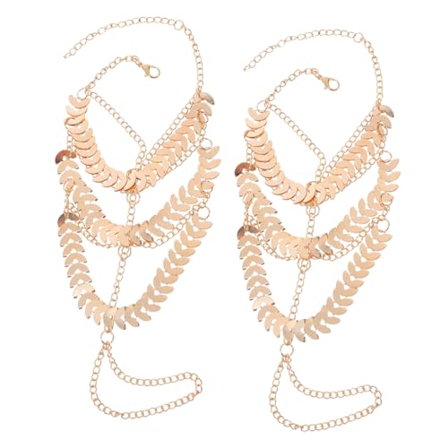 Garneck Vintage Boho Fußkettchen Verstellbare Fußkette mit Goldfarbenen Pailletten und Quasten Modisches Mehrlagiges Strand Schmuck für Frauen und Mädchen Vielseitiges Accessoire für von Garneck