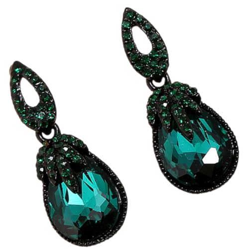 Garneck Vintage Boho Ohrringe Damen Tropfen Ohrhänger mit Grünem Edelstein Leichte Dangle Schmuckstücke für Mädchen und Langlebige Ohrstecker von Garneck