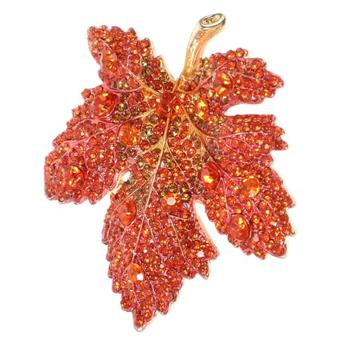 Garneck Vintage Brosche Damen mit Funkelnden Kristallen Anstecknadel Ahornblatt Form Modisches Herbst Accessoire für Kleidung Schal und Mantel Eleganter Schmuckpin für Festliche und von Garneck