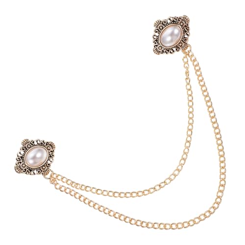 Garneck Vintage Herren Brosche mit Kette Anzug Reversnadel Imitation Perlen für Kragen Pullover und Schals Stilvolles Accessoire für Formelle und Outfits von Garneck