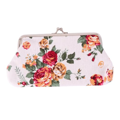 Garneck Vintage Lange Canvas Geldbörse Damen mit Besticktem Blumen Motiv Robustem Hasp Verschluss Leichtem Design und Vielen Fächern Modische Clutch Portemonnaie für Alltag und von Garneck