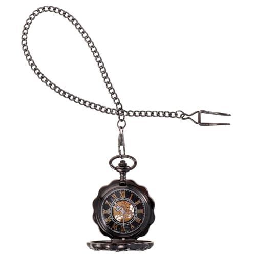 Garneck Vintage Mechanische Taschenuhr im Hohlen Kürbisdesign Antike Retro Taschenuhr aus Robustem Legierungsstahl mit Kette Geeignet als für Senioren und Sammler von Garneck