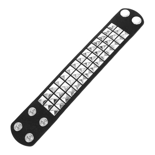 Garneck Vintage Punk Lederarmband mit Nieten Verstellbares Herren Wristband im Retro stil Modisches Pu lederarmband mit Drei Reihen Nieten Vielseitiges Accessoire für Männer und von Garneck