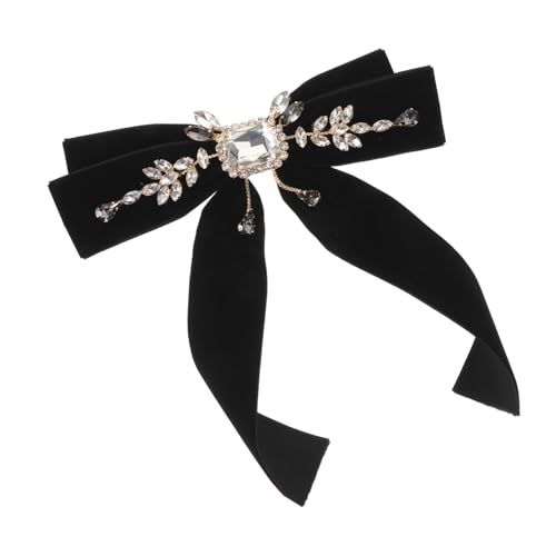 Garneck Vintage Samt Schleifenbrosche mit Strasssteinen Barocke Anstecknadel für Damen Schwarze Fliege Brosche für Jacken Blusen Kleider Schuluniformen und Festliche Anlässe von Garneck