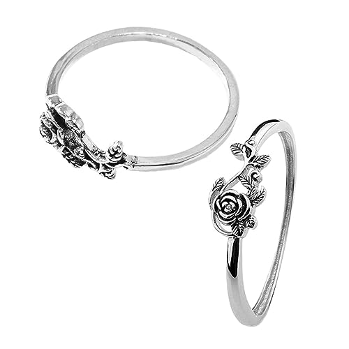 Garneck Vintage Silberring Damen mit Filigraner Rosen Design Eleganter Verlobungsring Zierliches Finger Schmuckstück für Hochzeit und Alltag von Garneck