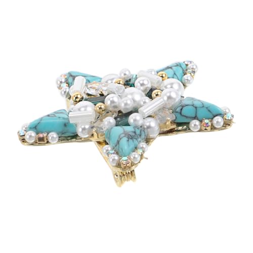 Garneck Vintage Türkisfarbene Brosche mit Perlen für Damen Retro Anstecknadel als Dekoratives Accessoire für Kleidung Schals und Partykleider von Garneck
