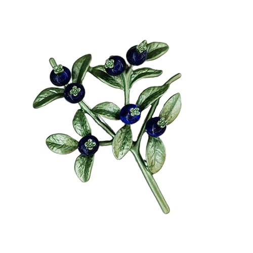 Garneck Vintage-brosche Im Blaubeerzweig-stil Damenbrosche Aus Legierung Kragennadel Für Hochzeit Party Modische Brustnadel Kreatives Abzeichen Brosche Mit Einbrennlack Langlebiges Schmuck von Garneck