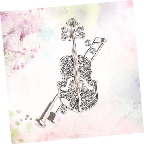 Garneck Violin Brosche mit Strassbesatz Silberfarbene Anstecknadel für Damen Eleganter Kleid und Schalclip Kreatives Design Vielseitig für Kleidung Taschen Hüte und Schals Geeignet von Garneck