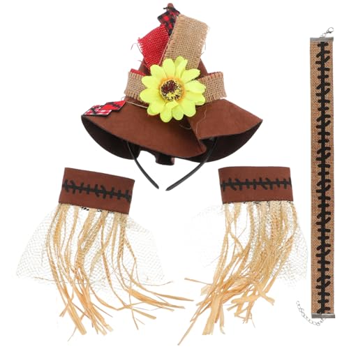 Garneck Vogelscheuche Kostüm Damen Set - Inklusive Strohhut - Choker Halskette Und Armband Für Ein Perfektes Halloween Outfit Ideal Für Cosplay Und Partys von Garneck