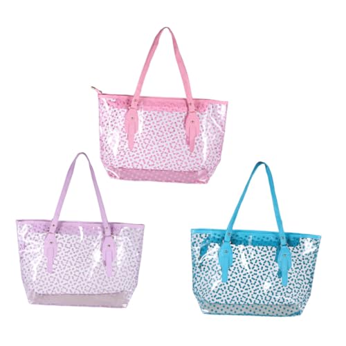 Garneck Wasserdichte Damen Handtasche PVC Strandtasche mit Rundpunkt Muster Modisch Langlebig Leichte Badetasche für Frauen und Mädchen für Strand und Freizeit von Garneck