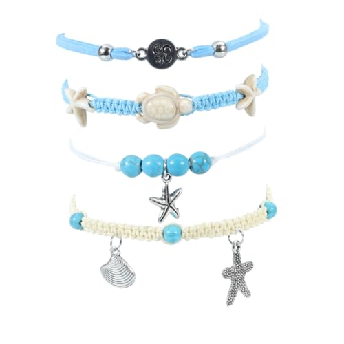 Garneck Wasserdichtes Fußkettchen für Frauen Türkisfarbenes Verstellbares Sommerliches Strand Schmuck Langlebiges Farbechtes Armband für Party Hochzeit Urlaub für Damen und Mädchen von Garneck