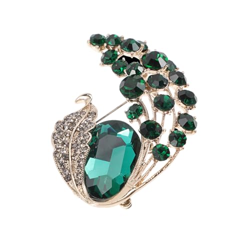 Garneck Wassergrüne Strass Brosche Damen Anstecknadel Funkelnd für Mantel Bluse Schal Jacke Party Schmuck Accessoire von Garneck