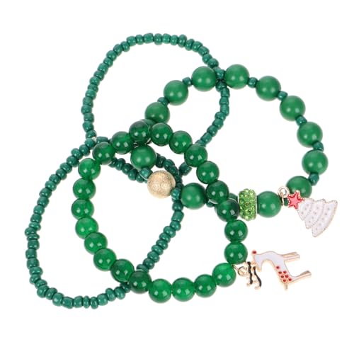 Garneck Weihnachtliche Armbandset Robustem mit und Weihnachtsbaum Verstellbare Perlenarmbänder für Damen Weihnachtsdeko und Festliche Accessoires für Party und Alltag von Garneck