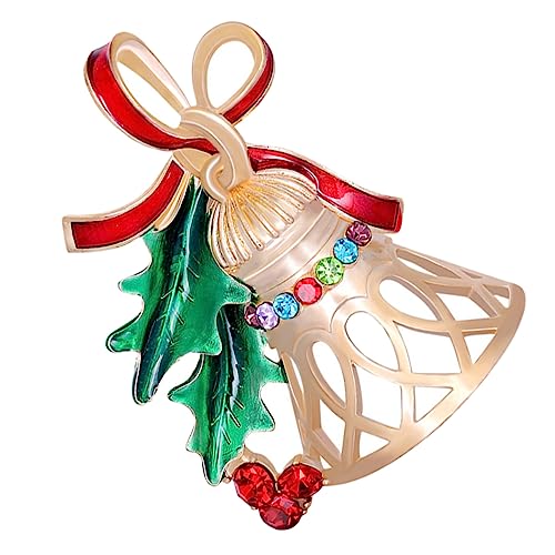 Garneck Weihnachtliche Brosche Glocke aus Langlebiger Legierung Leichte Anstecknadel mit Funkelnden Details Modischer Schmuck für Damen zu Festen Partys und Business Events von Garneck
