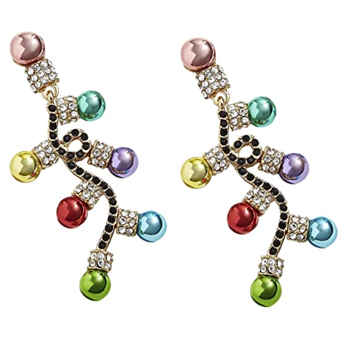 Garneck Weihnachtliche Glitzer Ohrringe mit Farbigen Perlen Funkelnd Baumelnd Modischer Ohrschmuck für Damen Festliche Partyaccessoires Weihnachten Schmuck von Garneck