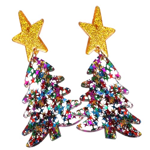 Garneck Weihnachtliche Ohrstecker Damen Weihnachtsbaum Ohrringe Leicht und Modisch Farbige Xmas Baum Schmuck für Alltag Party für Frauen von Garneck