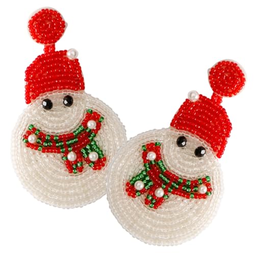 Garneck Weihnachtliche Ohrstecker Kleine Schneemann Ohrringe mit Perlenbesatz Leicht und Elegant Festlicher Schmuck für Damen Mädchen Alltag und Party von Garneck