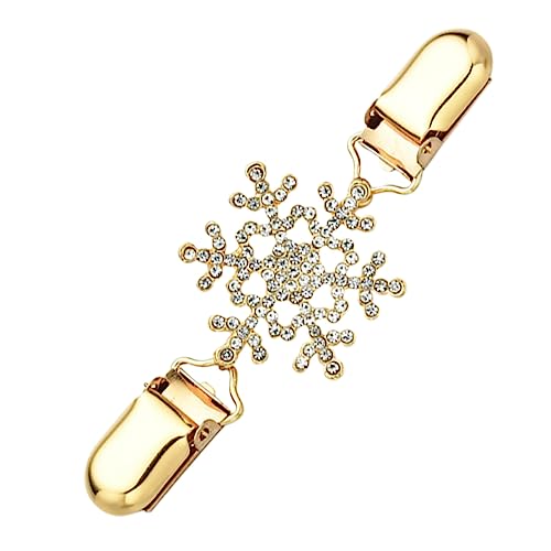 Garneck Weihnachtlicher Cardigan Clip mit Schneeflocken Fester Shawl Clasp Eleganter Pullover Broschen Anstecker Vintage Strickjacken Schmuck für Damen und Festliche Outfits von Garneck