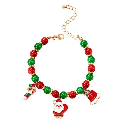 Garneck Weihnachtliches Perlenarmband mit Verstellbarem Verschluss Bunter Anhänger Glocke Handgefertigter Modeschmuck für Teenager Mädchen und Frauen Festliches für Weihnachten von Garneck