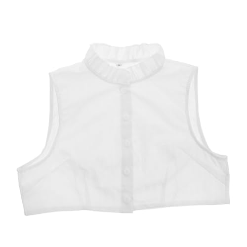 Garneck Weiße Abnehmbare Fake Collar aus Atmungsaktivem Leinen mit Verspieltem Rüschen Design Blusenkragen für Damen Einfach Anzulegen Modischer Look für Vielseitige Outfits von Garneck