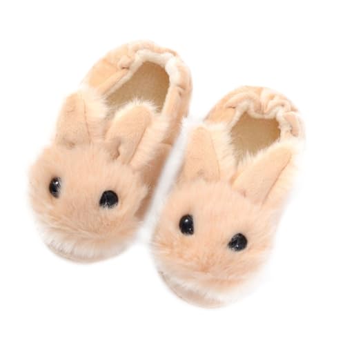 Garneck Winter Hausschuhe Warm Gefüttert Rutschfest Plüsch Kaninchen Pantoffeln Beige Weiche Kuschelige Innenlänge Jungen Mädchen Wohnzimmer Slippers von Garneck