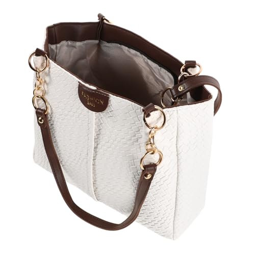 Garneck Woven PU Handtasche Damen Medium Strandtasche mit Geflochtenem Design Vielseitige Schulter und Unterarmtasche Leichter Modischer Shopper für Alltag und Sommerurlaub von Garneck